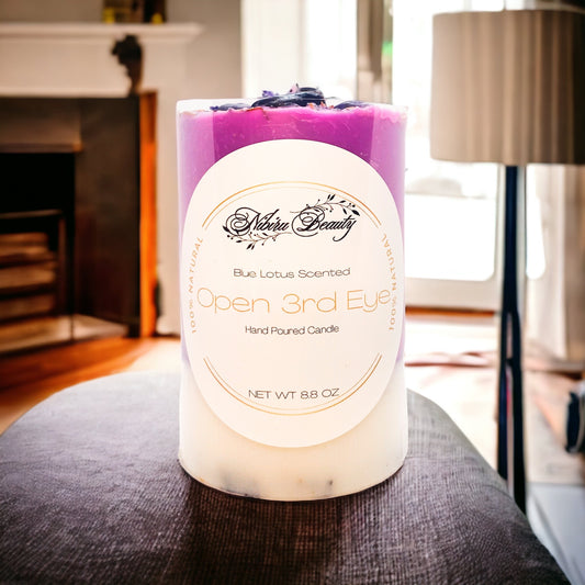 Open 3rd Eye Candle | Handmade Blue Lotus & Vanilla Crystal Candle – Nibiru Beauty