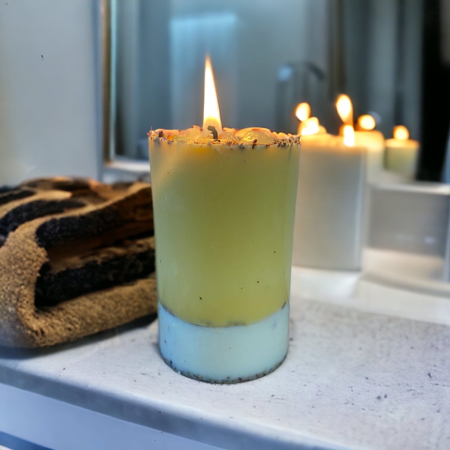 Enhance Creativity Candle | Handmade Rosemary & White Tea Crystal Candle – Nibiru Beauty