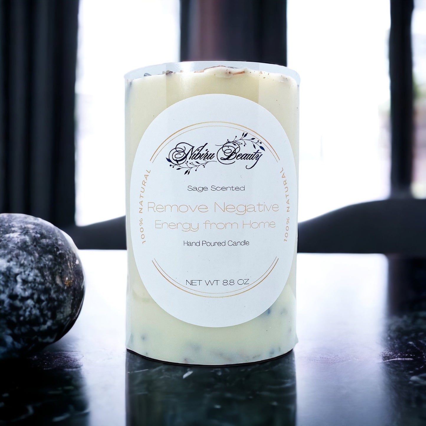 Remove Negative Energy Candle | Handmade Rosemary & White Tea Crystal Candle – Nibiru Beauty