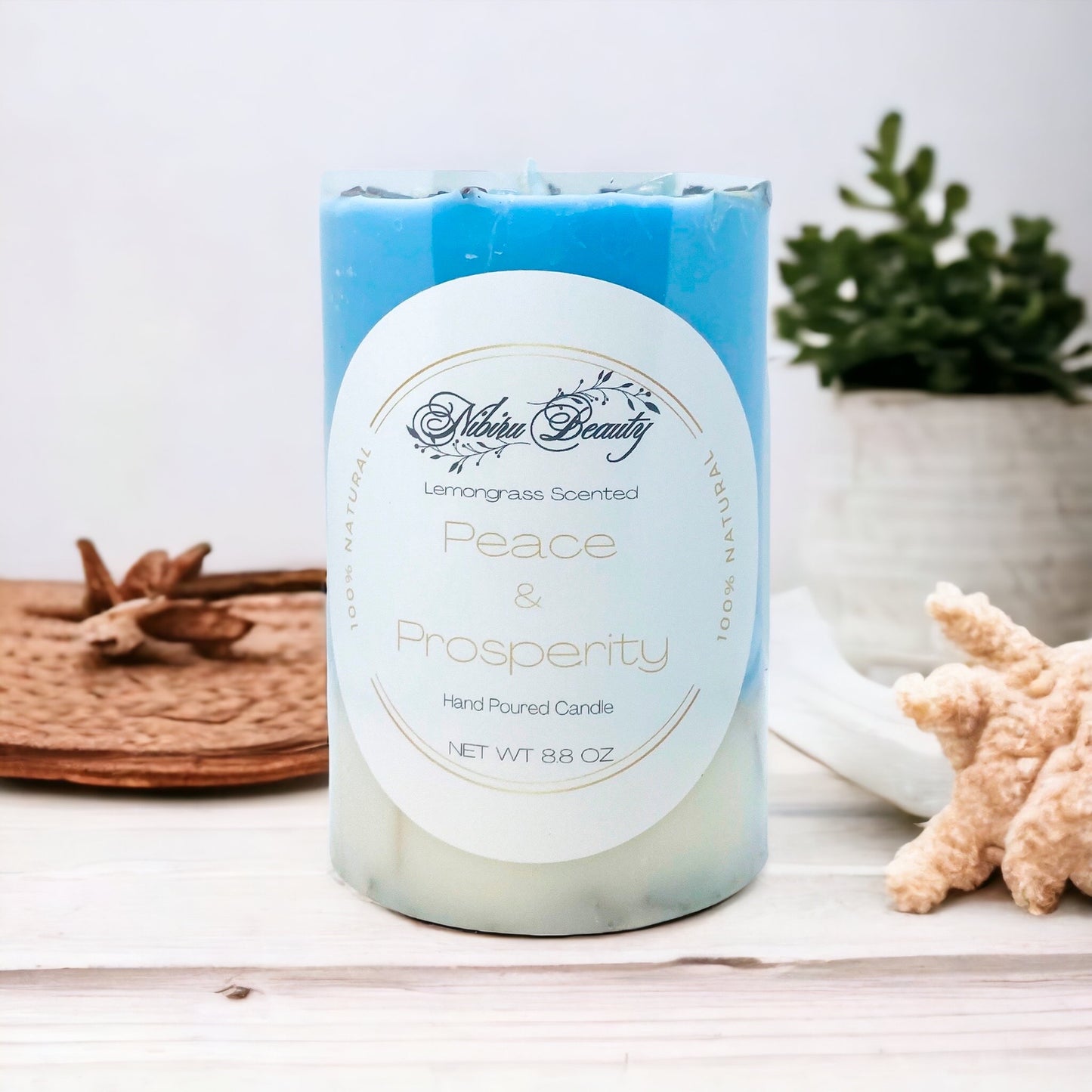 Peace & Prosperity Candle | Handmade Crystal & Herb Intention Candle – Nibiru Beauty