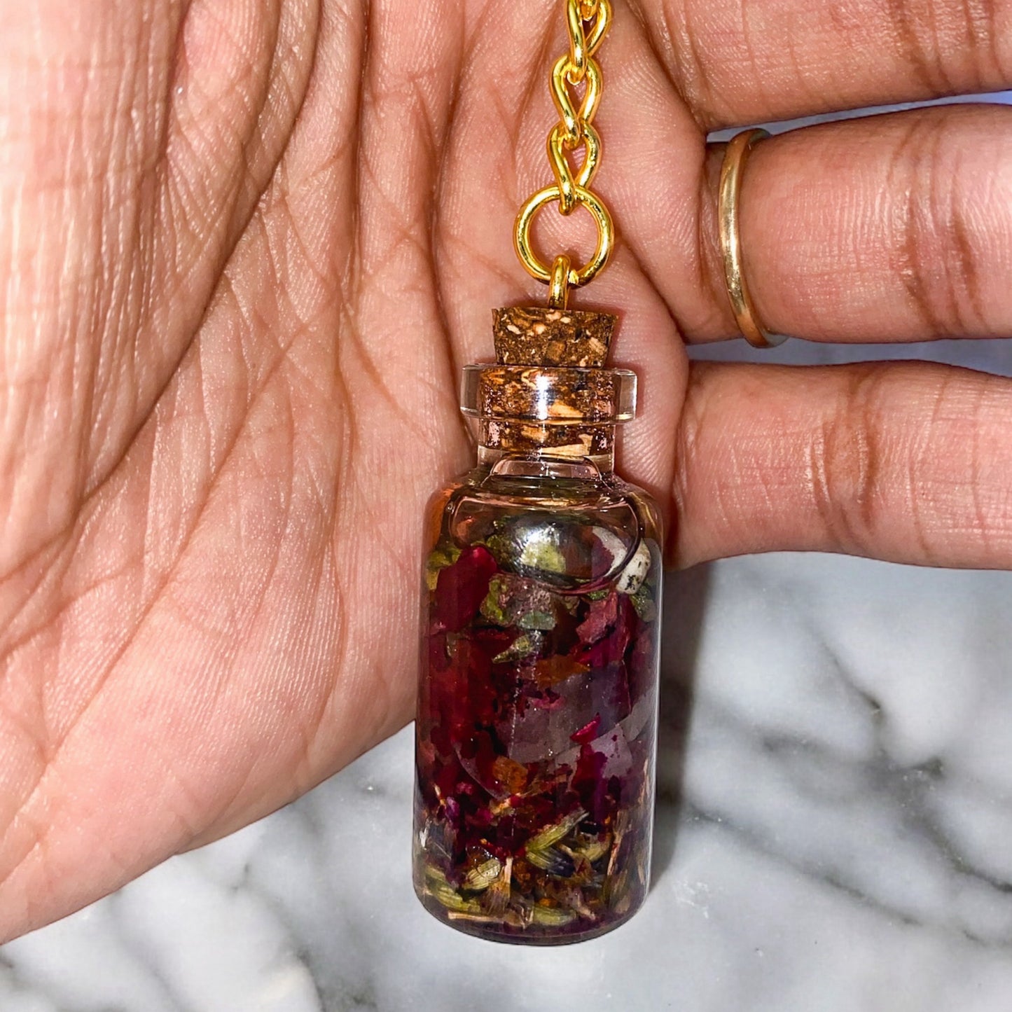 Self Love / Self Growth Keychain | Handmade Crystal & Herb Charm – Nibiru Beauty
