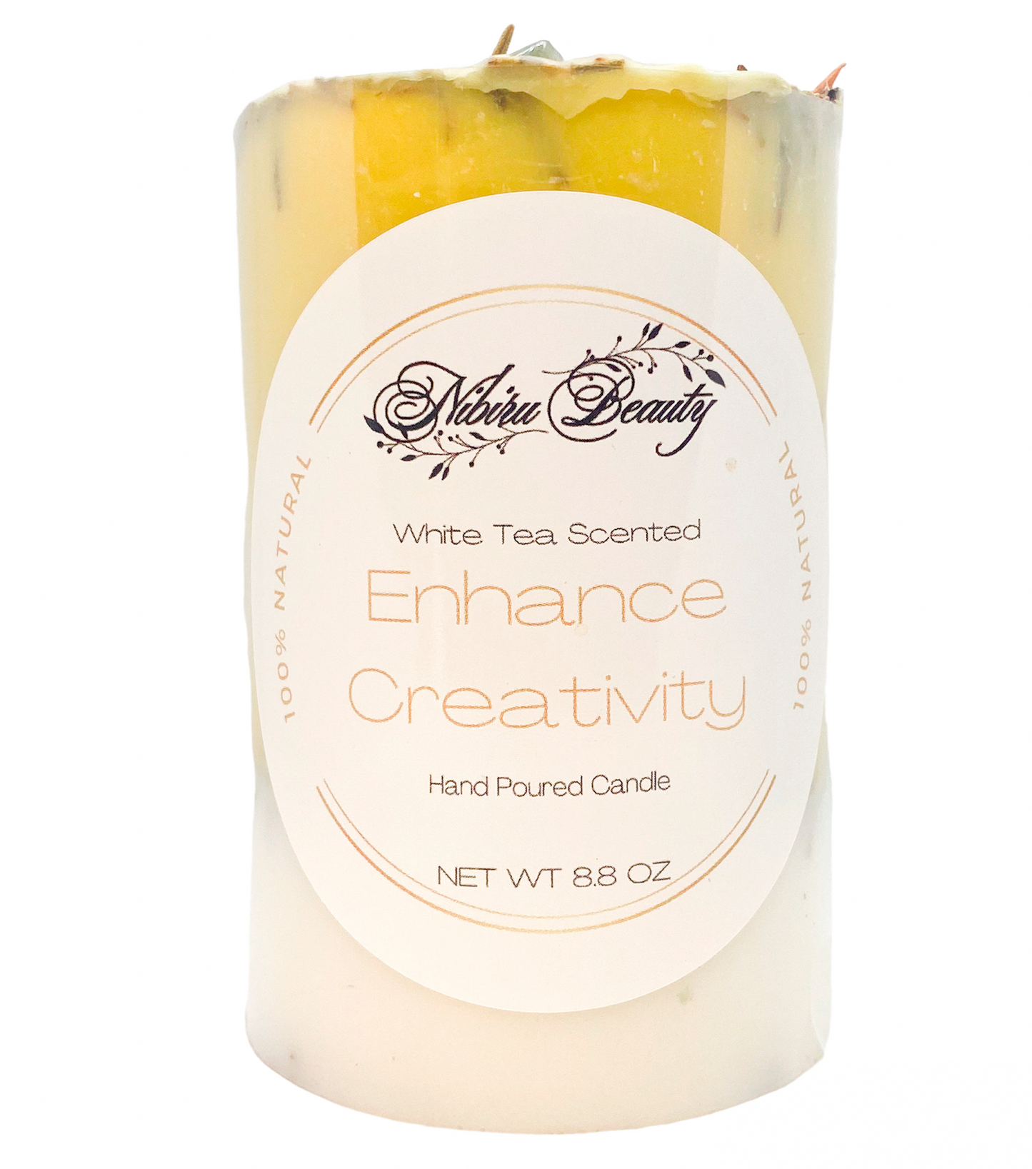 Enhance Creativity Candle | Handmade Rosemary & White Tea Crystal Candle – Nibiru Beauty