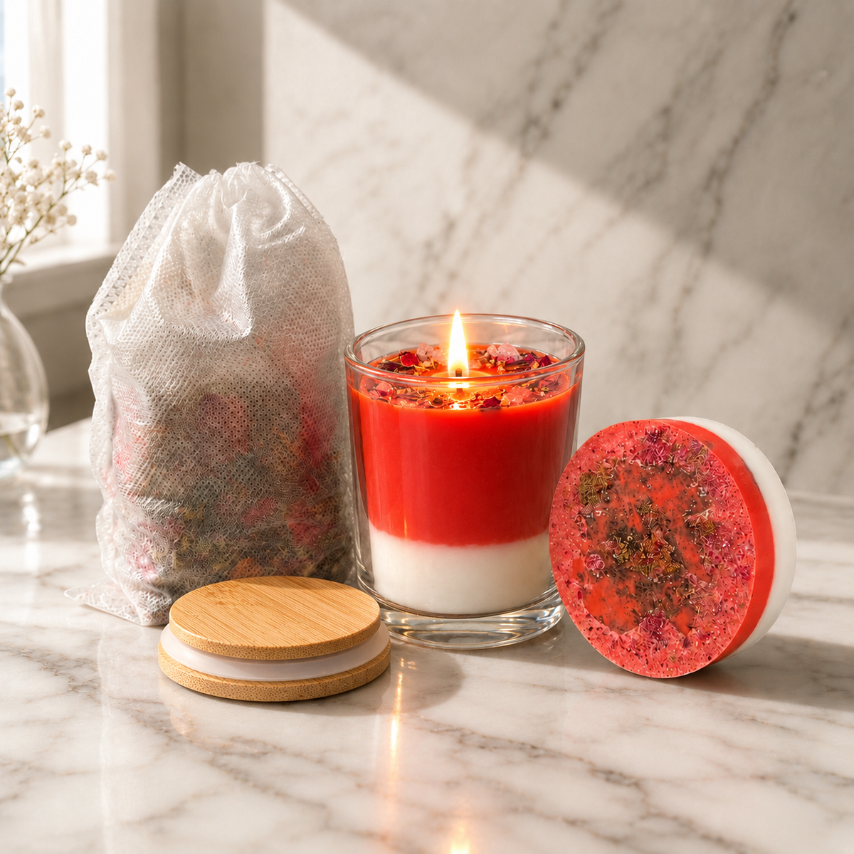 Attraction Full Ritual | Love & Lust Soap, Candle & Bath Bag Set