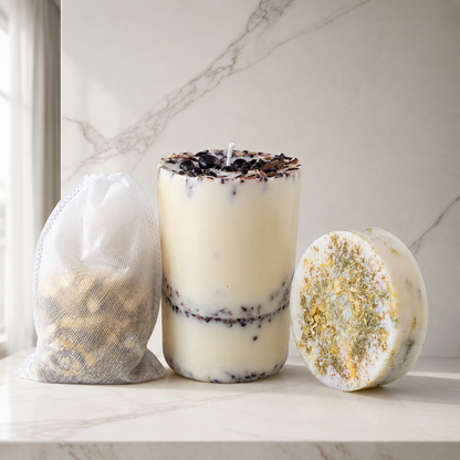 Energy Cleanse Full Ritual | Remove Negative Energy Soap, Candle & Bath Bag Set