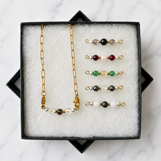 Complete Intention Bracelet Set | Gold Chain & 6 Interchangeable Crystal Bars