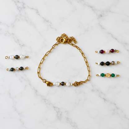 Complete Intention Bracelet Set | Gold Chain & 6 Interchangeable Crystal Bars