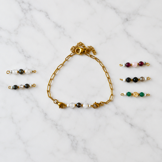 Complete Intention Bracelet Set | Gold Chain & 6 Interchangeable Crystal Bars