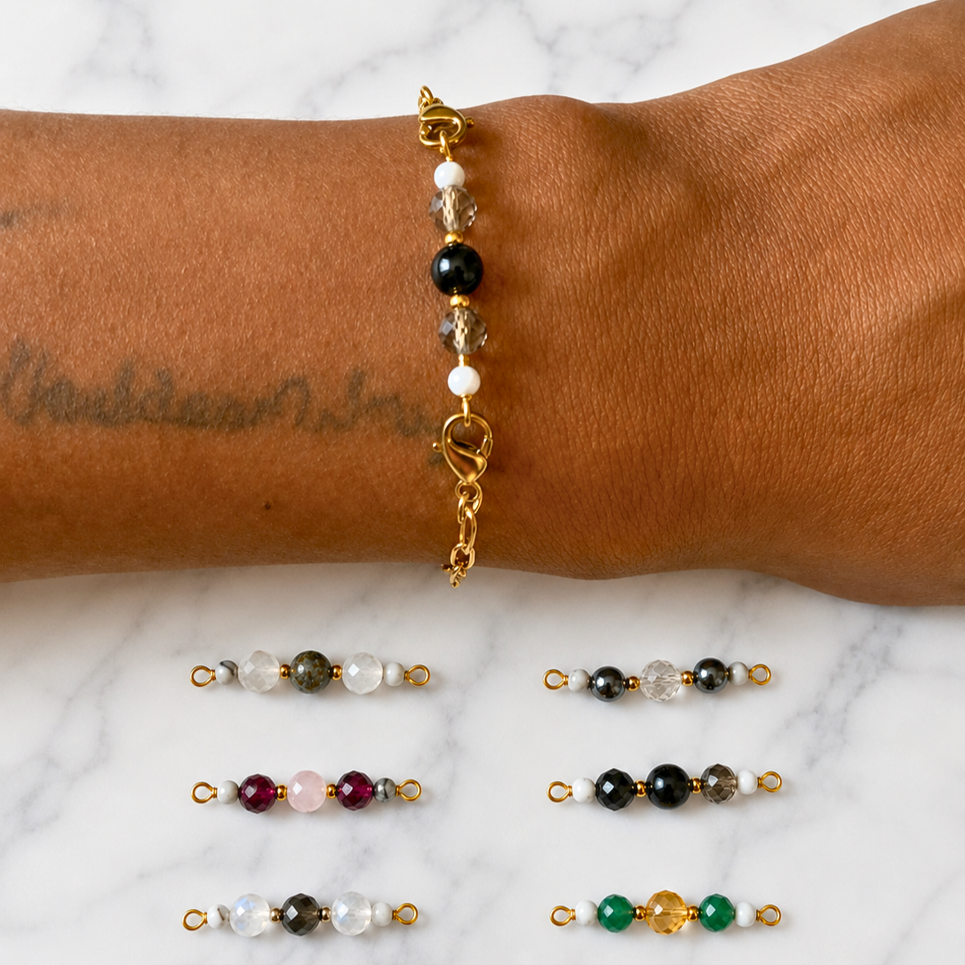 Complete Intention Bracelet Set | Gold Chain & 6 Interchangeable Crystal Bars