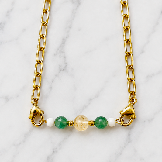 Money Interchangeable Ritual Bracelet | Handmade Citrine & Green Aventurine Crystal Bracelet