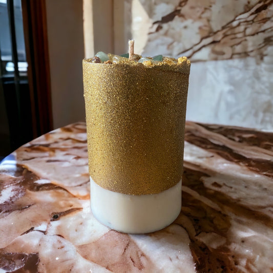 Money Candle | Handmade Nutmeg & Frankincense Crystal Candle – Nibiru Beauty