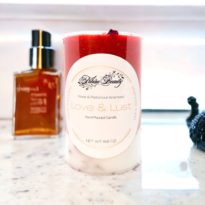 Love & Lust Candle | Handmade Rose & Patchouli Crystal Candle