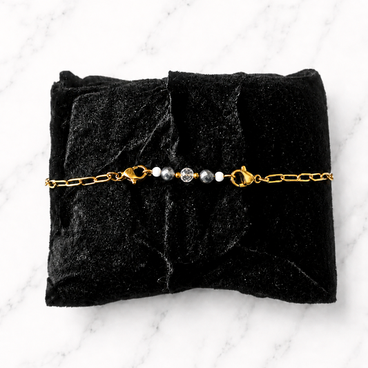 Protect Me Intention Bracelet | Handmade Hematite & Clear Quartz Crystal Bracelet
