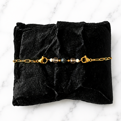 Remove Negative Energy Ritual Bracelet | Handmade Black Obsidian & Smoky Quartz Crystal Bracelet