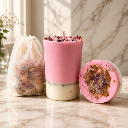 Renewal Full Ritual | Self Love & Self Growth Soap, Candle & Bath Bag Set