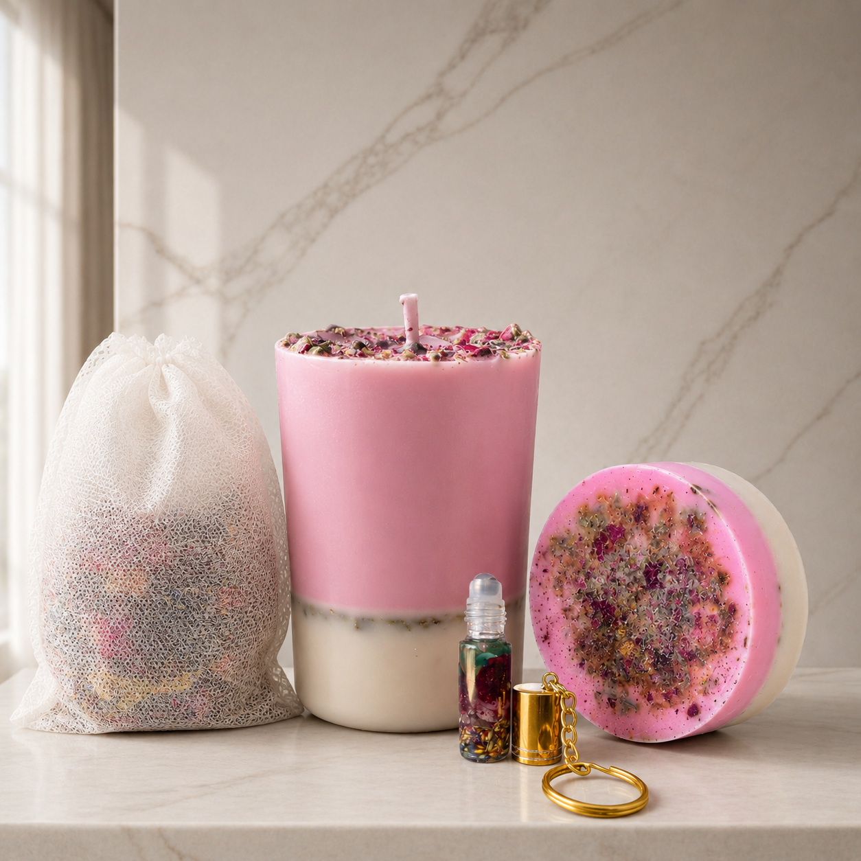 Renewal Ultimate Ritual | Self Love & Self Growth Soap, Candle, Bath Bag & Keychain Set