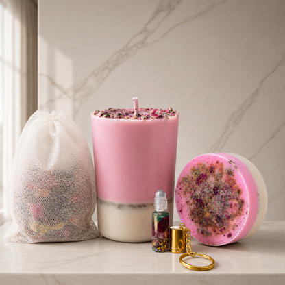 Renewal Ultimate Ritual | Self Love & Self Growth Soap, Candle, Bath Bag & Keychain Set