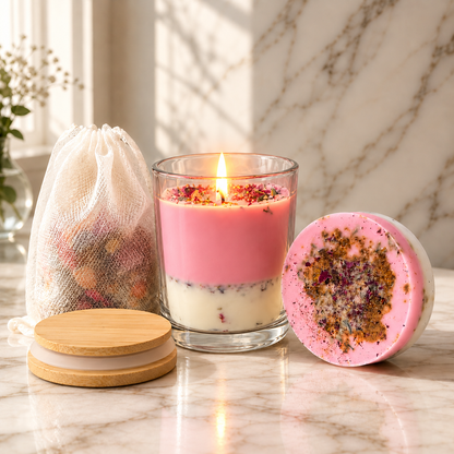 Renewal Full Ritual | Self Love & Self Growth Soap, Candle & Bath Bag Set
