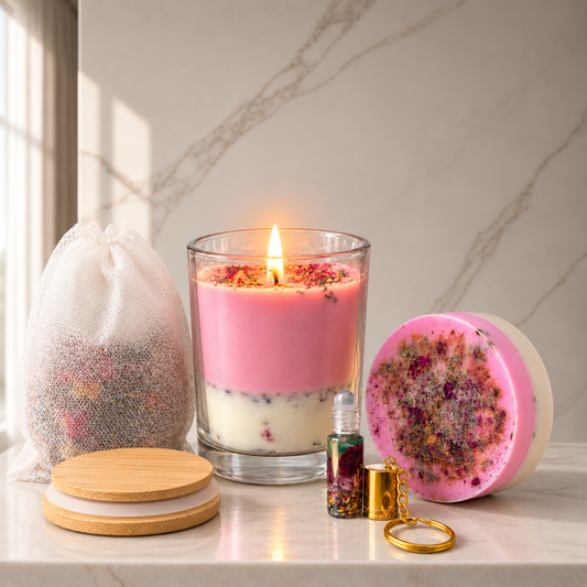 Renewal Ultimate Ritual | Self Love & Self Growth Soap, Candle, Bath Bag & Keychain Set