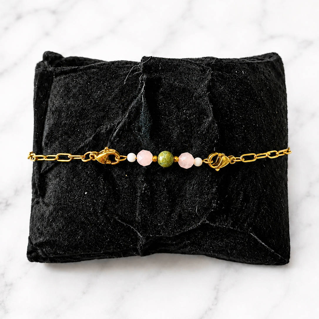 Self Love/Self Growth Ritual Bracelet | Handmade Rose Quartz & Bloodstone Crystal Bracelet