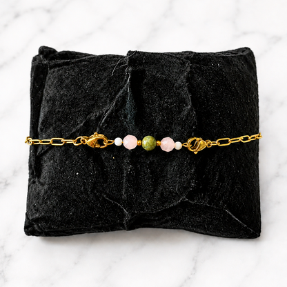 Self Love/Self Growth Ritual Bracelet | Handmade Rose Quartz & Bloodstone Crystal Bracelet