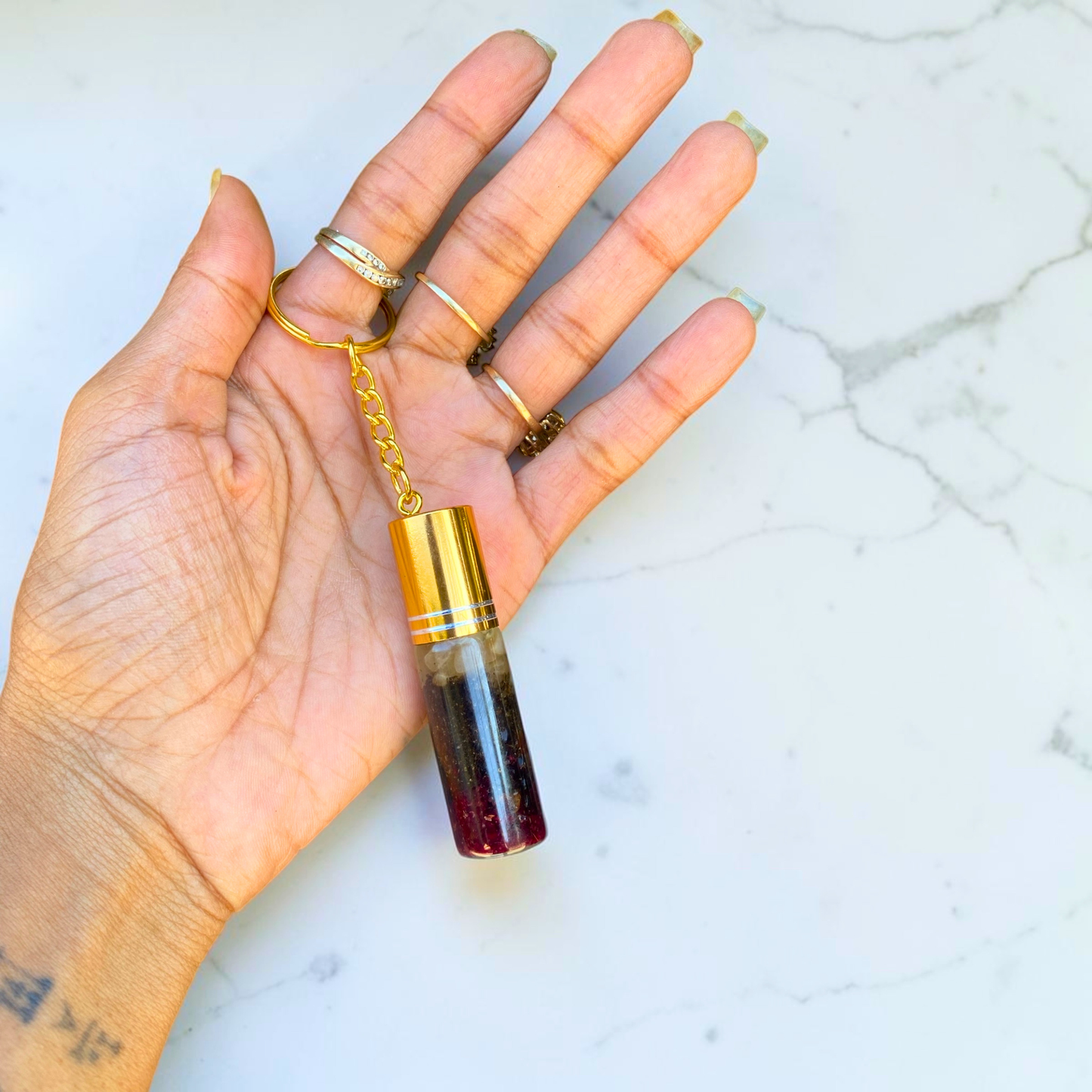 Wholesale Love & Lust Crystal Oil Roll-On Keychain | Rose & Patchouli