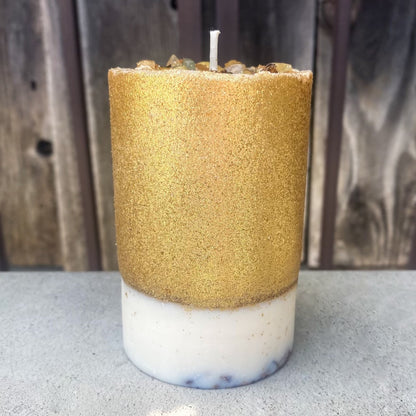 Money Candle | Handmade Nutmeg & Frankincense Crystal Candle