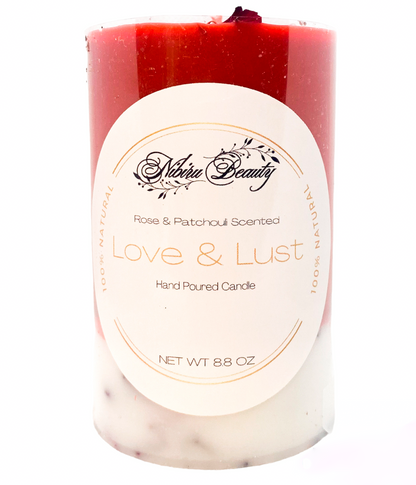 Love & Lust Candle | Handmade Rose & Patchouli Crystal Candle
