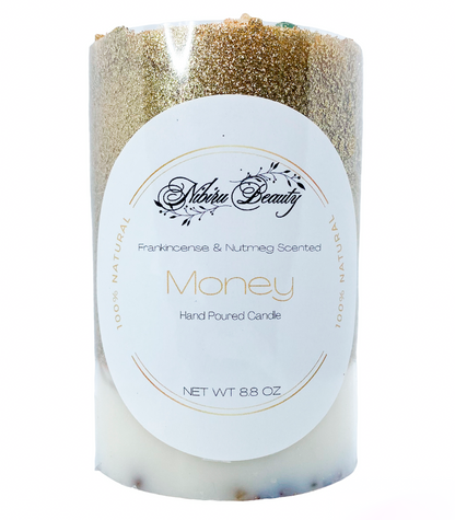 Money Candle | Handmade Nutmeg & Frankincense Crystal Candle